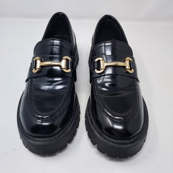 Steve Madden Black Loafer Platform Chunky Sole Size 6.5 - Picture 2 of 8